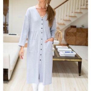 Emerson Fry Knit Midi Shirtdress In Heather Grey Size S